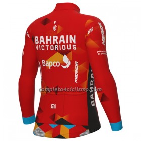 Maglia 2022 Bahrain Victorious Manica Lunga Rosso